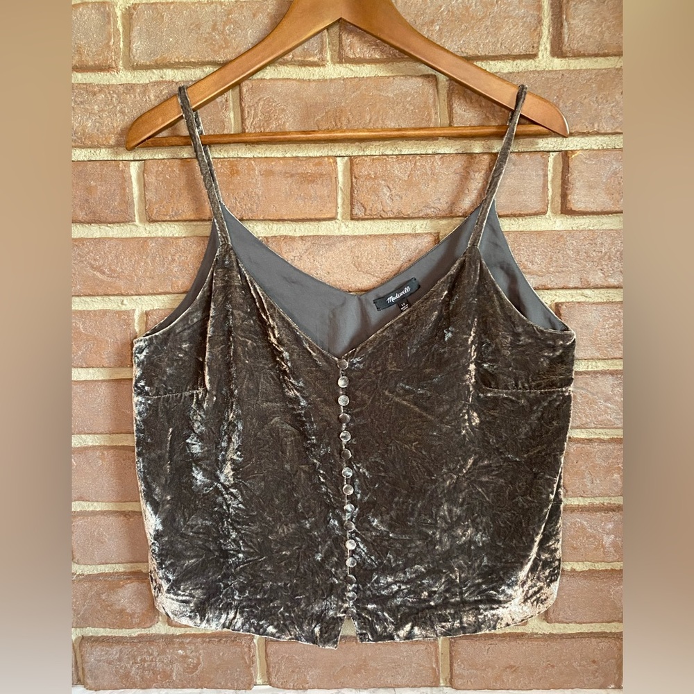 Madewell Velvet Button-Front Cami Top Size 12